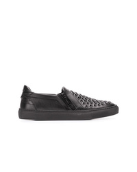 schwarze Slip-On Sneakers aus Leder von Les Hommes