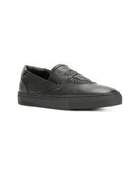 schwarze Slip-On Sneakers aus Leder von Billionaire