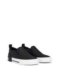 schwarze Slip-On Sneakers aus Leder von Dolce & Gabbana