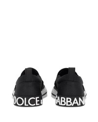 schwarze Slip-On Sneakers aus Leder von Dolce & Gabbana