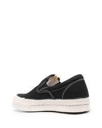 schwarze Slip-On Sneakers aus Leder von VISVIM