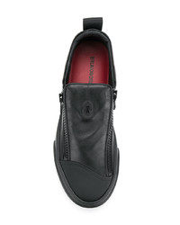 schwarze Slip-On Sneakers aus Leder von Bruno Bordese