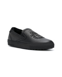 schwarze Slip-On Sneakers aus Leder von Billionaire