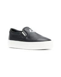 schwarze Slip-On Sneakers aus Leder von Marcelo Burlon County of Milan