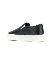 schwarze Slip-On Sneakers aus Leder von Marcelo Burlon County of Milan