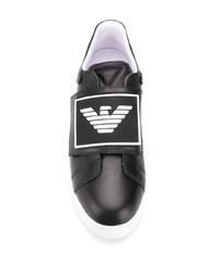 schwarze Slip-On Sneakers aus Leder von Emporio Armani