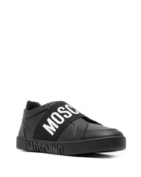 schwarze Slip-On Sneakers aus Leder von Moschino