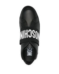 schwarze Slip-On Sneakers aus Leder von Moschino