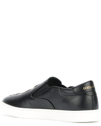 schwarze Slip-On Sneakers aus Leder von Dolce & Gabbana