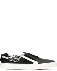 schwarze Slip-On Sneakers aus Leder von Love Moschino