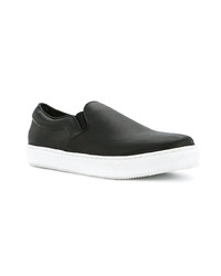 schwarze Slip-On Sneakers aus Leder von Kazuyuki Kumagai