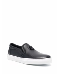 schwarze Slip-On Sneakers aus Leder von Roberto Cavalli