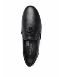 schwarze Slip-On Sneakers aus Leder von Roberto Cavalli