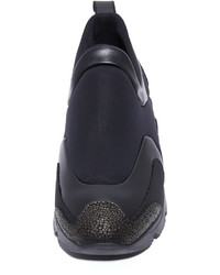 schwarze Slip-On Sneakers aus Leder von Maison Margiela