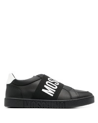 schwarze Slip-On Sneakers aus Leder von Moschino