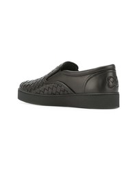 schwarze Slip-On Sneakers aus Leder von Bottega Veneta