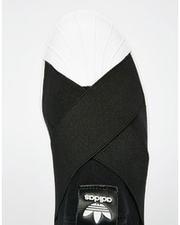 schwarze Slip-On Sneakers aus Leder von adidas