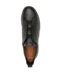 schwarze Slip-On Sneakers aus Leder von Zegna