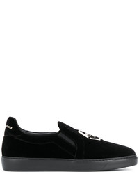 schwarze Slip-On Sneakers aus Leder von Philipp Plein