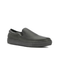 schwarze Slip-On Sneakers aus Leder von Kazuyuki Kumagai