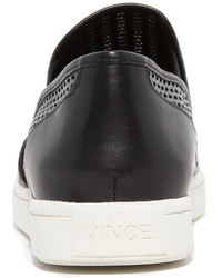 schwarze Slip-On Sneakers aus Leder von Vince