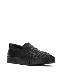 schwarze Slip-On Sneakers aus Leder von Emporio Armani