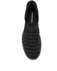 schwarze Slip-On Sneakers aus Leder von Emporio Armani