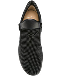 schwarze Slip-On Sneakers aus Leder von Giuseppe Zanotti Design