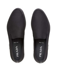 schwarze Slip-On Sneakers aus Leder von Prada