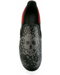 schwarze Slip-On Sneakers aus Leder von Alexander McQueen