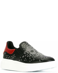 schwarze Slip-On Sneakers aus Leder von Alexander McQueen