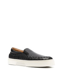 schwarze Slip-On Sneakers aus Leder von Giorgio Armani