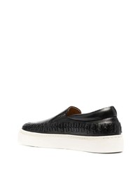 schwarze Slip-On Sneakers aus Leder von Giorgio Armani