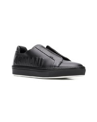 schwarze Slip-On Sneakers aus Leder von Giorgio Armani