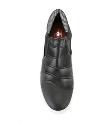 schwarze Slip-On Sneakers aus Leder von Bruno Bordese