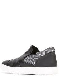 schwarze Slip-On Sneakers aus Leder von Bruno Bordese