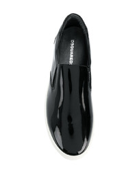 schwarze Slip-On Sneakers aus Leder von DSQUARED2