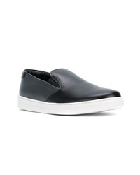 schwarze Slip-On Sneakers aus Leder von Prada