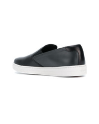 schwarze Slip-On Sneakers aus Leder von Prada