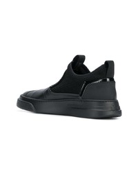 schwarze Slip-On Sneakers aus Leder von Bruno Bordese