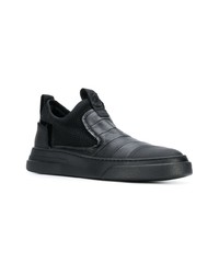 schwarze Slip-On Sneakers aus Leder von Bruno Bordese