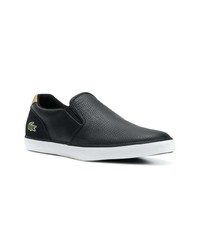 schwarze Slip-On Sneakers aus Leder von Lacoste