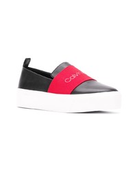 schwarze Slip-On Sneakers aus Leder von Calvin Klein 205W39nyc