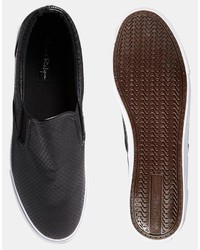 schwarze Slip-On Sneakers aus Leder von Rock & Religion