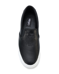 schwarze Slip-On Sneakers aus Leder von Kenzo