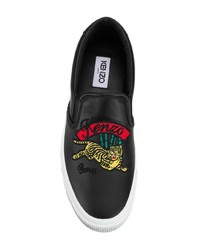 schwarze Slip-On Sneakers aus Leder von Kenzo