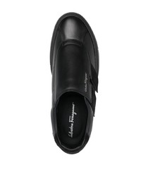 schwarze Slip-On Sneakers aus Leder von Salvatore Ferragamo