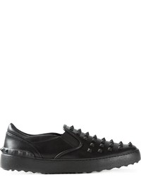 schwarze Slip-On Sneakers aus Leder von Valentino Garavani