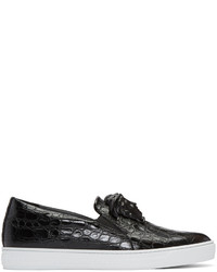 schwarze Slip-On Sneakers aus Leder von Versace
