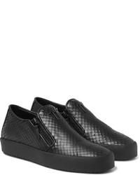 schwarze Slip-On Sneakers aus Leder von Giuseppe Zanotti